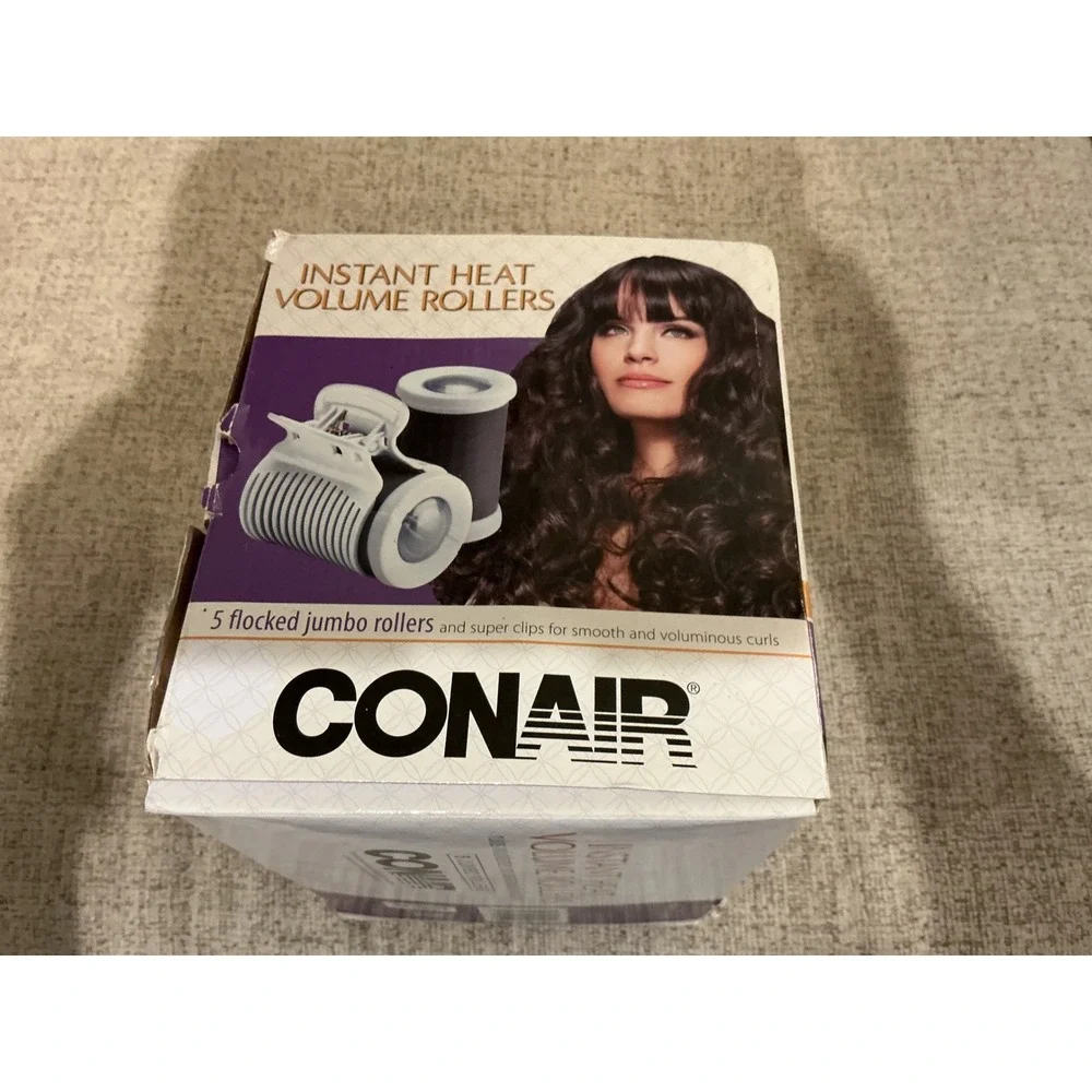 Conair Instant Heat Volume Rollers 5 Jumbo Flocked Hairsetter Dual Voltage White